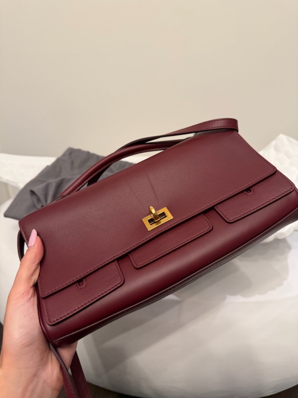 Balenciaga Bel Air Strap Clutch Bag in Burgundy - Picture 3 of 7